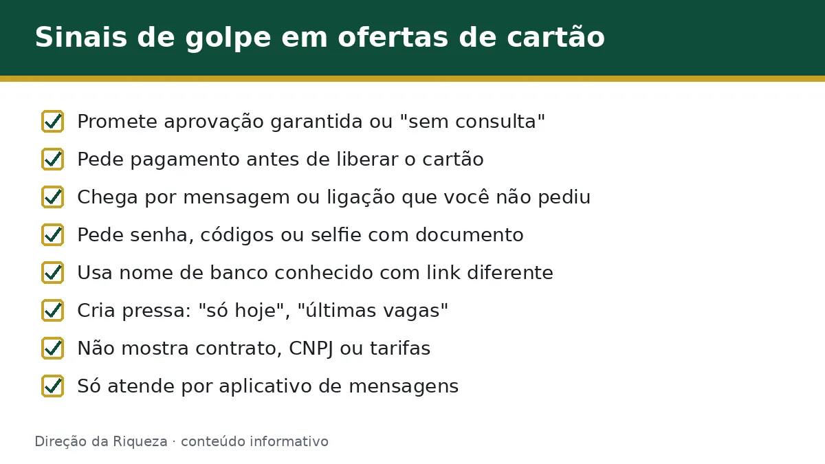 Lista de oito sinais de golpe em ofertas de cartão de crédito para negativado